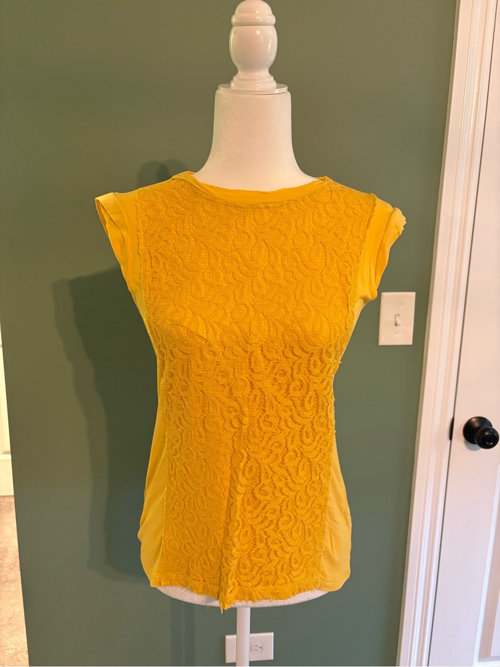 Yellow Lace Sleeveless Top